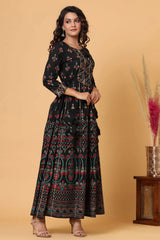 Black Anarkali Pure Cotton long Gown - pacificexportsimports - #tag1#