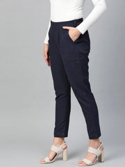 Black Cotton Tapered Pant with Pockets Customizable Pant for Women - pacificexportsimports - #tag1#