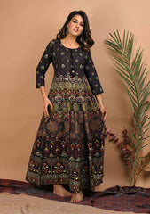 Black Gold Printed Ethnic Gown - pacificexportsimports - #tag1#