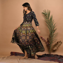 Black Gold Printed Ethnic Gown - pacificexportsimports - #tag1#