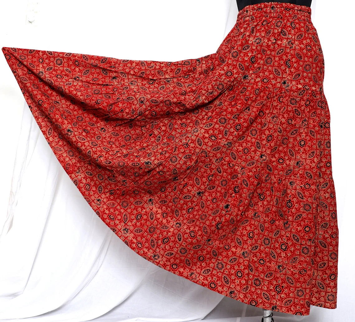 Boho Gypsy Skirt Block Print Long Skirt with pockets - pacificexportsimports - #tag1#