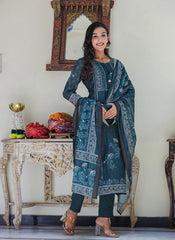 Bottle Green Chanderi Suit Set - pacificexportsimports - #tag1#