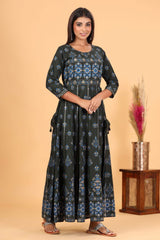 Embroidered Cotton Ethnic Gown - pacificexportsimports - #tag1#