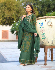 Green Bandhej Printed Cotton Kurta Sharara With Dupatta Set - pacificexportsimports - #tag1#
