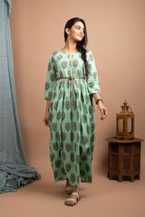 Green Booti Print Ethnic Gown - pacificexportsimports - #tag1#