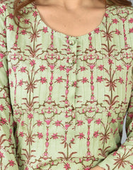 Green Floral Print Cotton Suit Set - pacificexportsimports - #tag1#