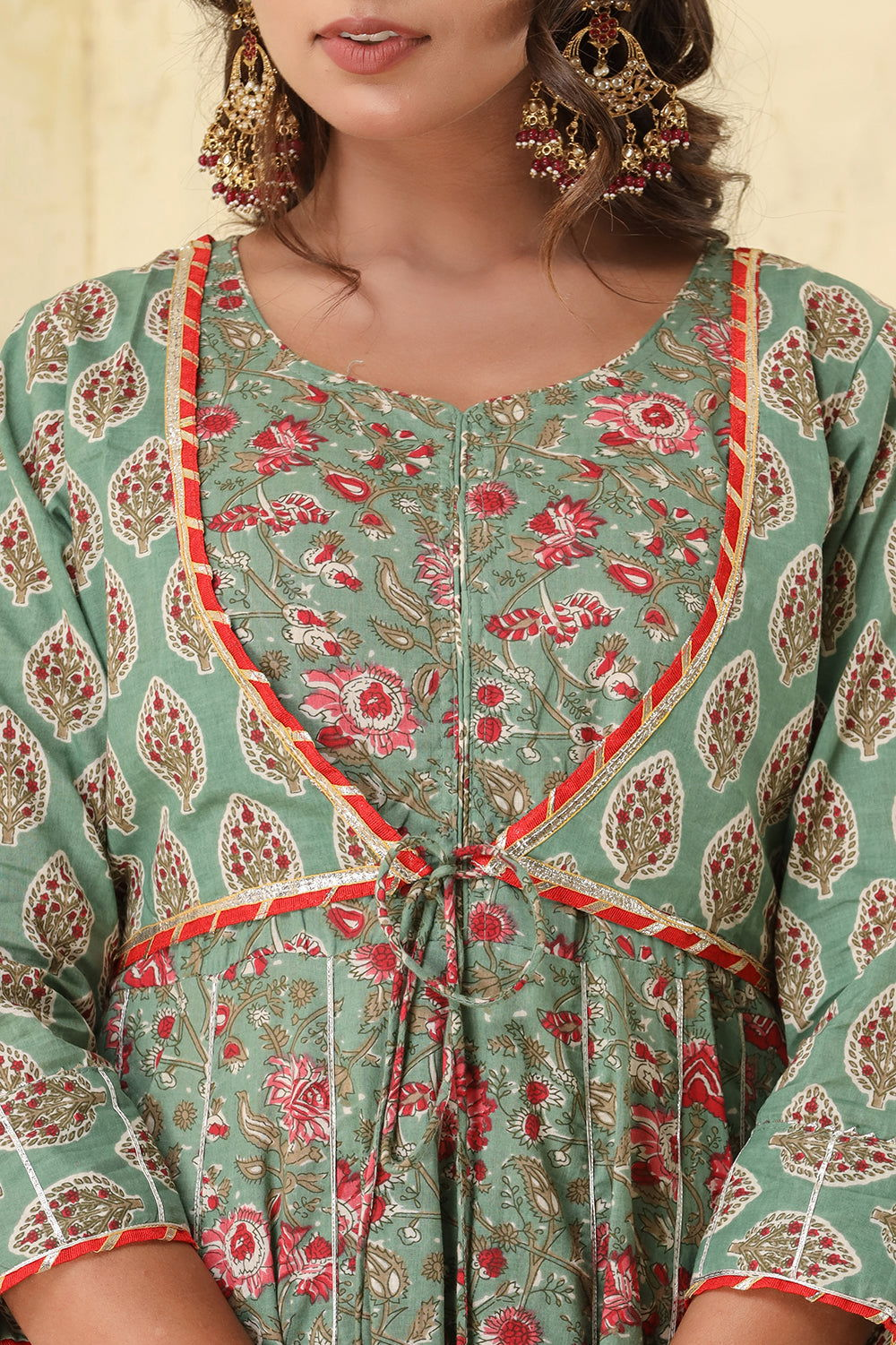 Green Floral Printed Cotton Sharara With Dupatta Set - pacificexportsimports - #tag1#