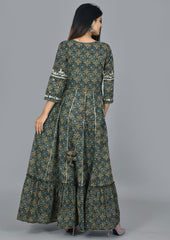 Green Printed Ethnic Gowns Kurta - pacificexportsimports - #tag1#