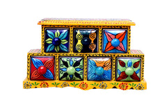 Hand Painted Ceramic Drawer box -7 Drawer - pacificexportsimports - #tag1#