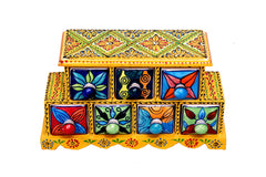 Hand Painted Ceramic Drawer box -7 Drawer - pacificexportsimports - #tag1#