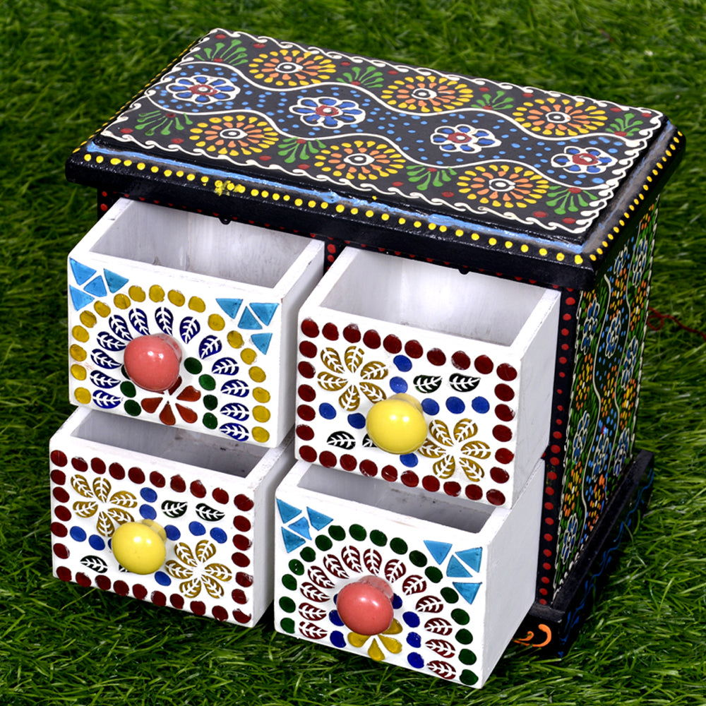 Hand Painted Wooden Drawer box (4 Drawer) - pacificexportsimports - #tag1#