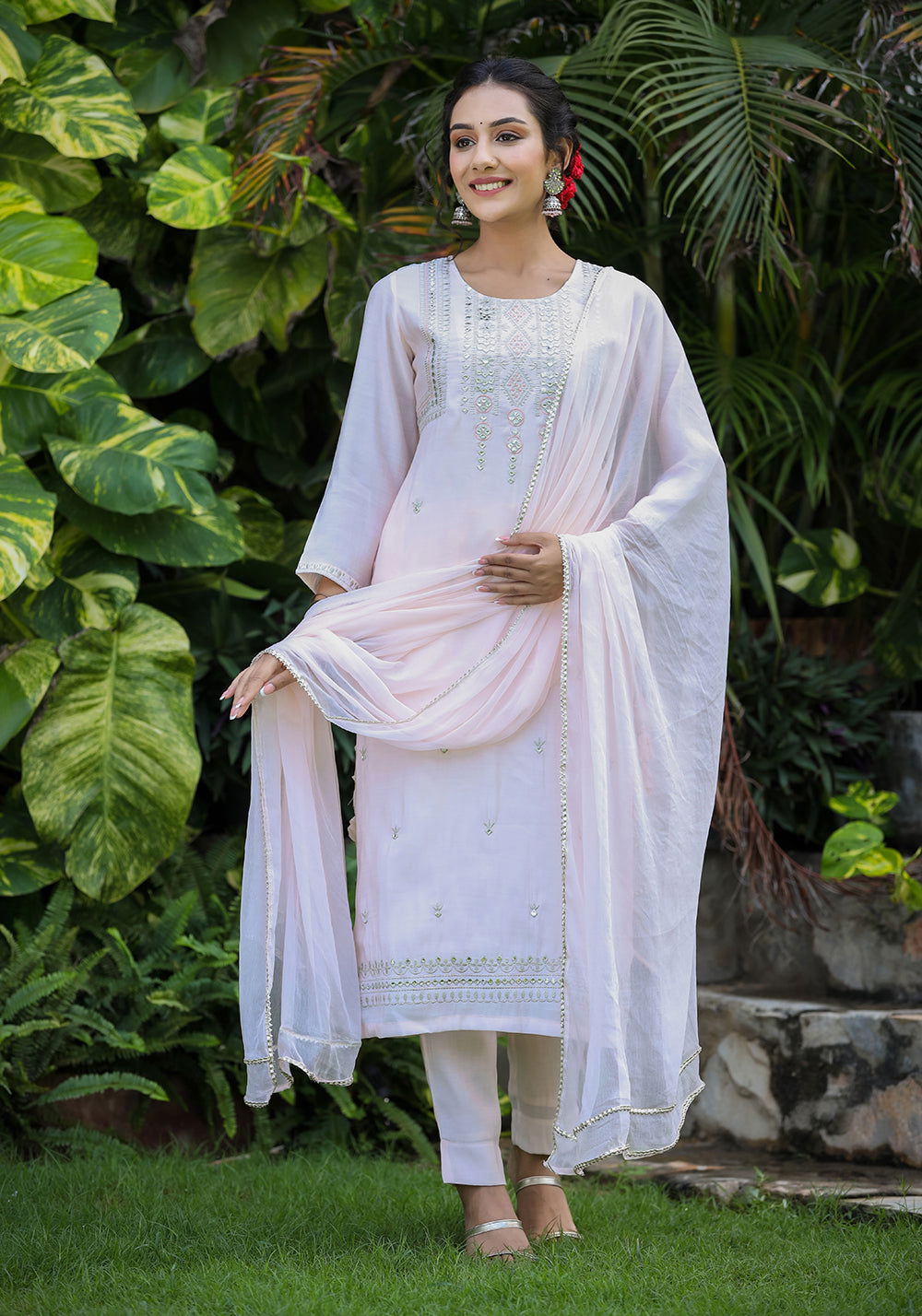 Light Peach Modal Kurta Pant Set With Dupatta - pacificexportsimports - #tag1#