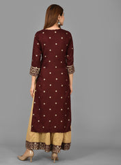 Maroon Embroidered Kurta Sharara Set - pacificexportsimports - #tag1#