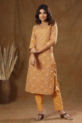 Mustard Floral Print Suit Set - pacificexportsimports - #tag1#