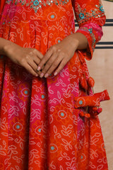 Orange Bandhani Print Ethnic Gown - pacificexportsimports - #tag1#