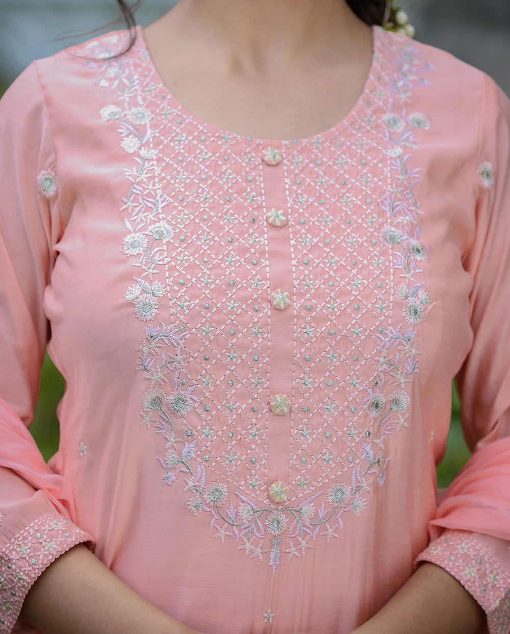 Pink Embroidered Silk Kurta Pant Set With Dupatta - pacificexportsimports - #tag1#