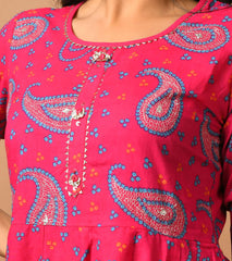 Pink Paisley Printed Long Ethnic Gown - pacificexportsimports - #tag1#
