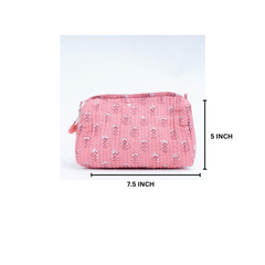 Pink Plum Blockprinted Pouches - pacificexportsimports - #tag1#