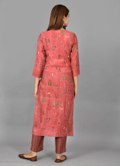 Pink Printed Modal Kurta Pant Set - pacificexportsimports - #tag1#