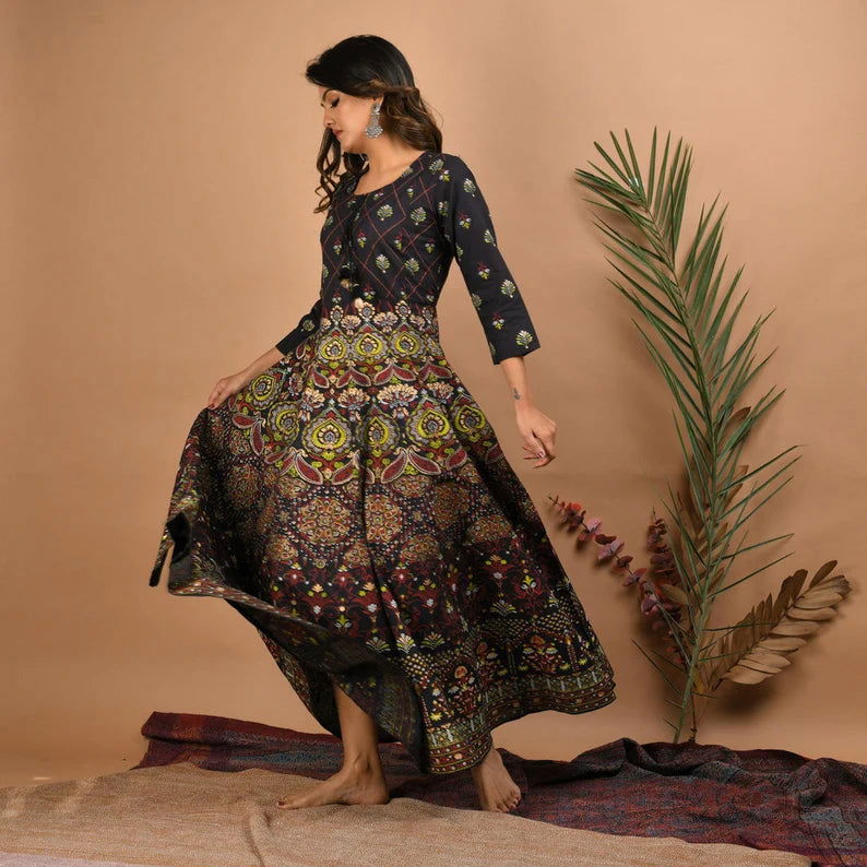 Plus Size Anarkali Kurta  Indian Ethnic Dress  Pure Cotton - pacificexportsimports - #tag1#