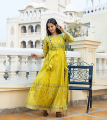 Pure Cotton Green Floral Printed Anarkali Kurta - pacificexportsimports - #tag1#