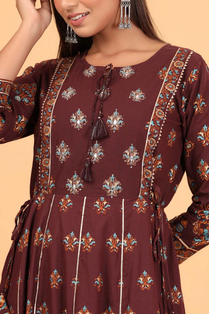 Red Embroidered Cotton Ethnic Kurta - pacificexportsimports - #tag1#