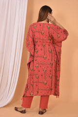Red Mirror Embroidery Long Kaftan Pant Set - pacificexportsimports - #tag1#