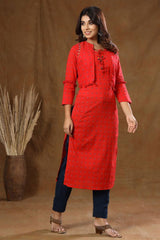 Red Printed Casual Kurta Pant With Jacket - pacificexportsimports - #tag1#