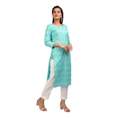 Sky Blue Printed Kurti - pacificexportsimports - #tag1#