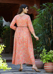 Stylish Pink Dress with Handblock Print - Comfortable and Chic - pacificexportsimports - #tag1#