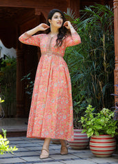 Stylish Pink Dress with Handblock Print - Comfortable and Chic - pacificexportsimports - #tag1#
