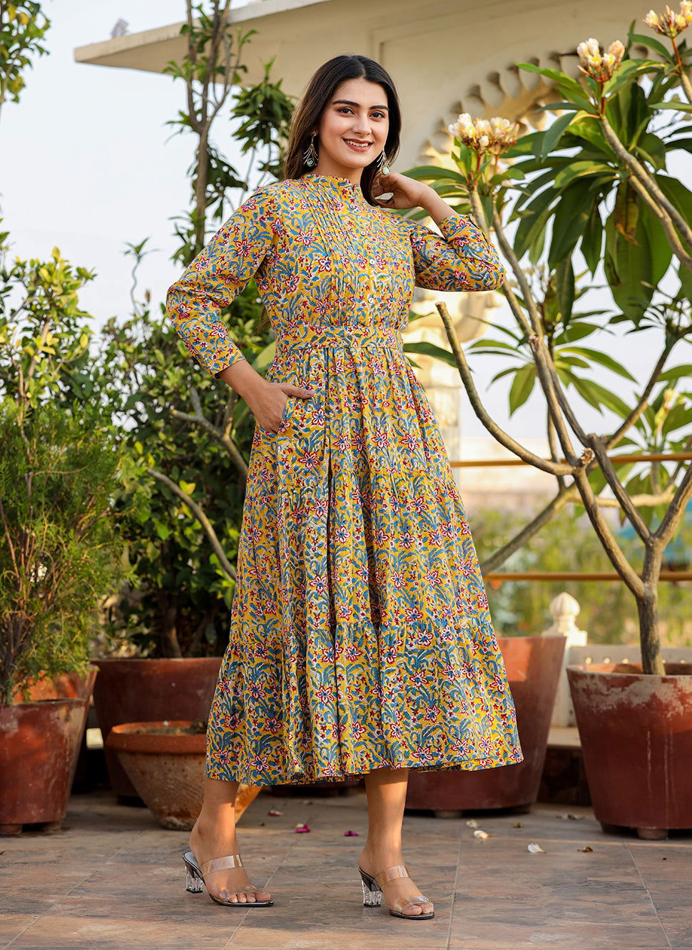 Sunshine Yellow Handblock Dress: Embrace Radiance with Style - pacificexportsimports - #tag1#