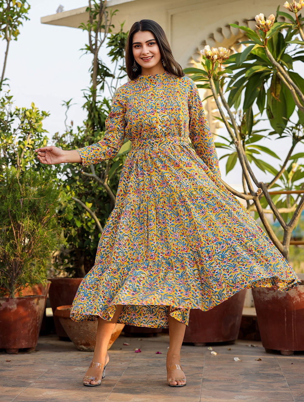 Sunshine Yellow Handblock Dress: Embrace Radiance with Style - pacificexportsimports - #tag1#