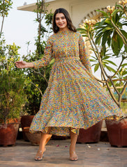 Sunshine Yellow Handblock Dress: Embrace Radiance with Style - pacificexportsimports - #tag1#