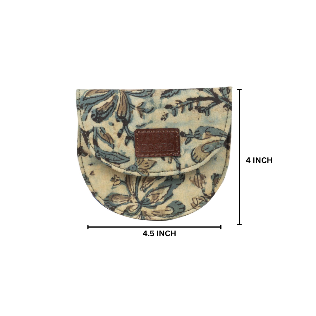 Vintage Vougue Blockprinted Coin Pouch - pacificexportsimports - #tag1#