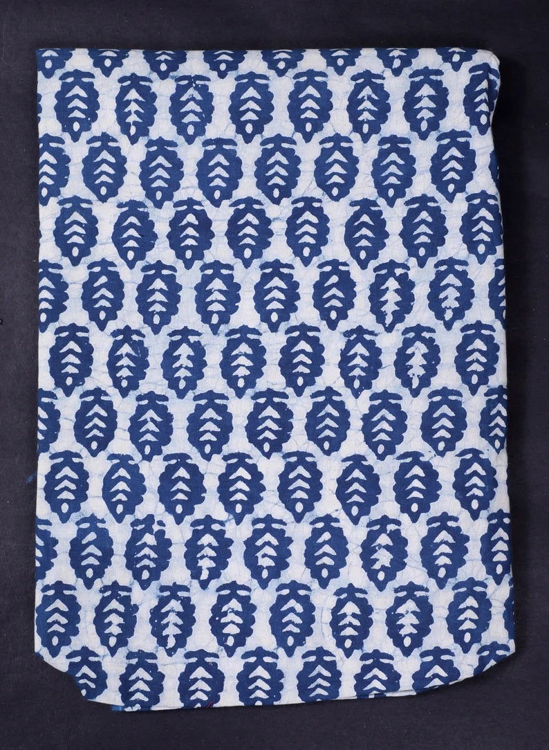 White Cotton Jaipur Fabric | Running Fabric by the yard | Floral Hand Block Print Fabric - pacificexportsimports - #tag1#