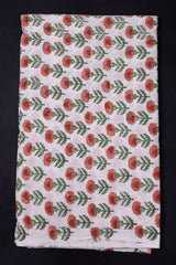 White Floral Block Print Cotton Fabric - pacificexportsimports - #tag1#