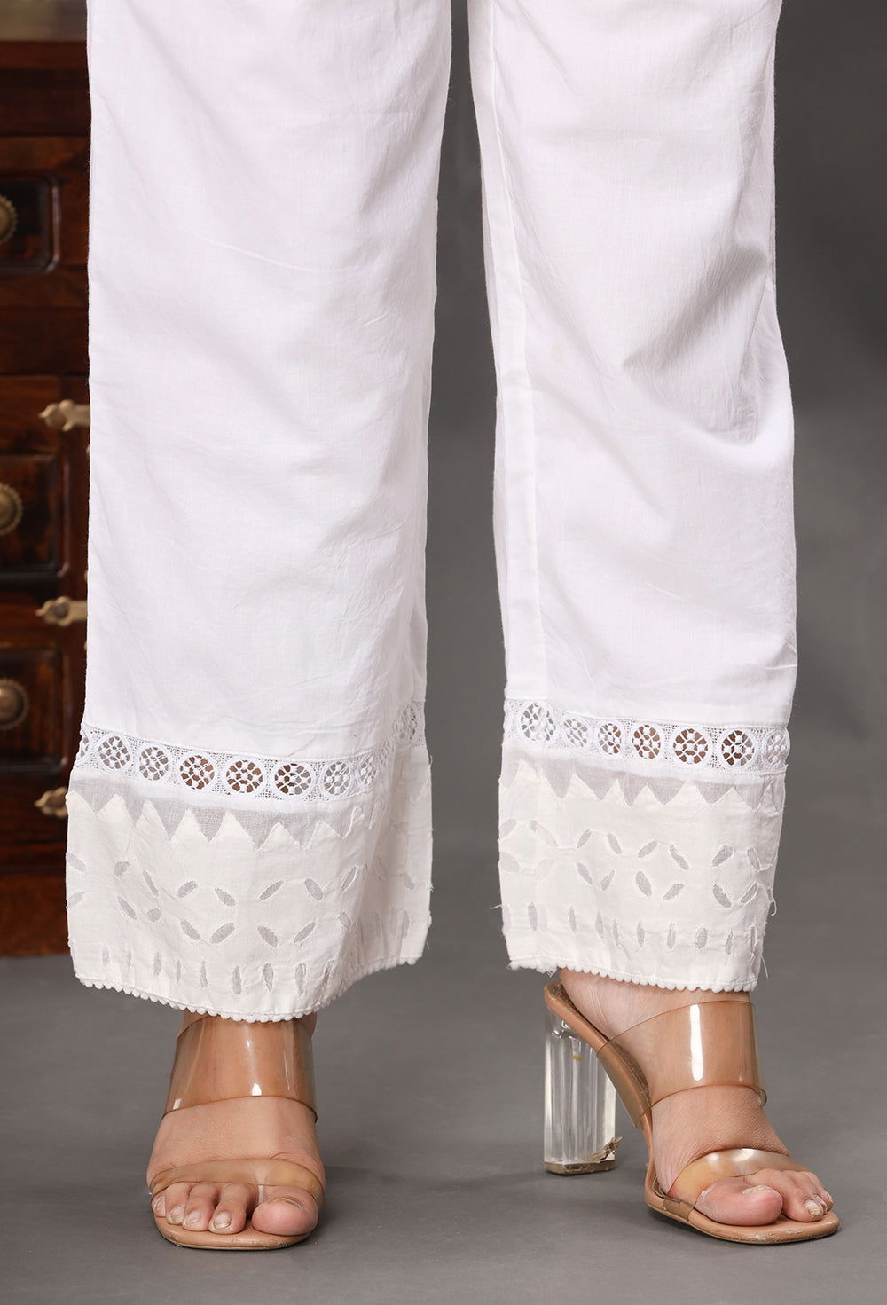 Wide Ice White Laced Cut Work Pant - pacificexportsimports - #tag1#