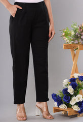 Women Black Cotton Straight Trouser - pacificexportsimports - #tag1#