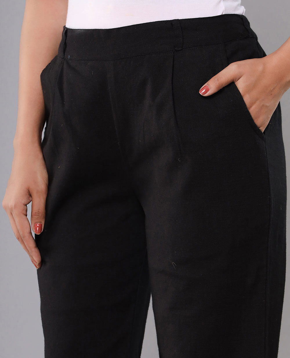 Women Black Cotton Straight Trouser - pacificexportsimports - #tag1#