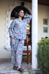 Women Cotton Floral Print Long Pajama Set - pacificexportsimports - #tag1#