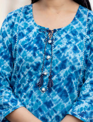 Women's Blue Tie Dye Cotton Kurta Pant Set With Dupatta - pacificexportsimports - #tag1#