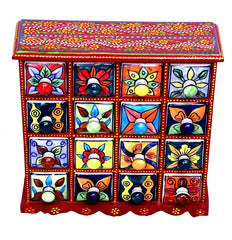 Wooden Hand Painted Drawer box (16 Drawer) - pacificexportsimports - #tag1#