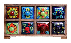 Wooden Hand Painted Drawer box (8 Drawer) - pacificexportsimports - #tag1#