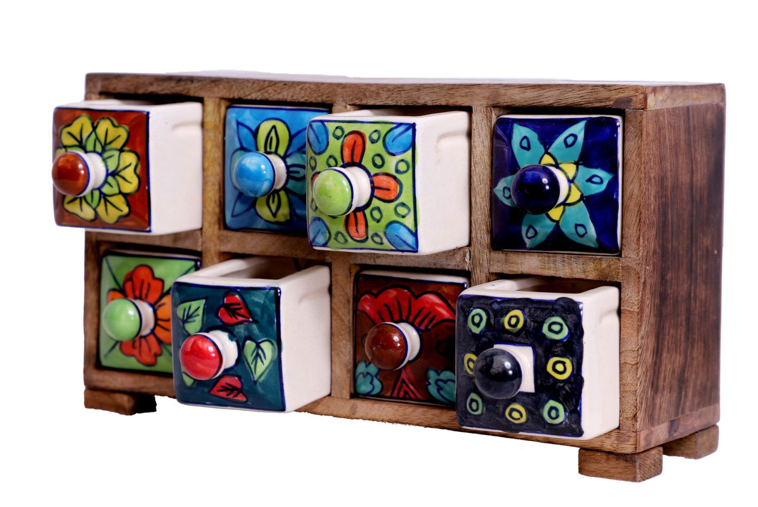 Wooden Hand Painted Drawer box (8 Drawer) - pacificexportsimports - #tag1#