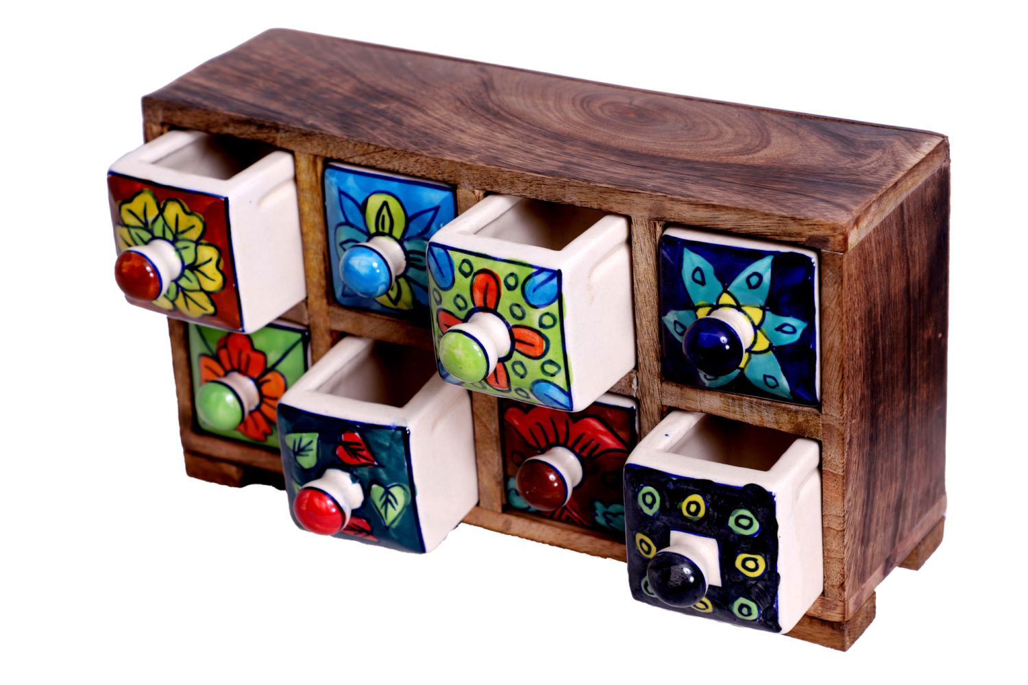 Wooden Hand Painted Drawer box (8 Drawer) - pacificexportsimports - #tag1#