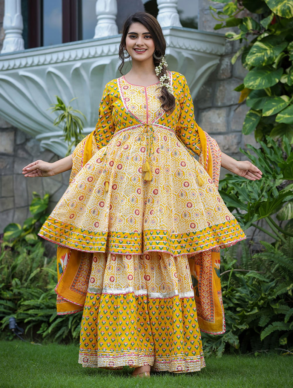 Yellow Embellished Cotton Suit Set - pacificexportsimports - #tag1#