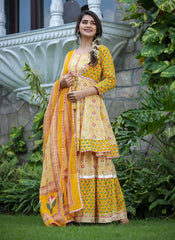 Yellow Embellished Cotton Suit Set - pacificexportsimports - #tag1#