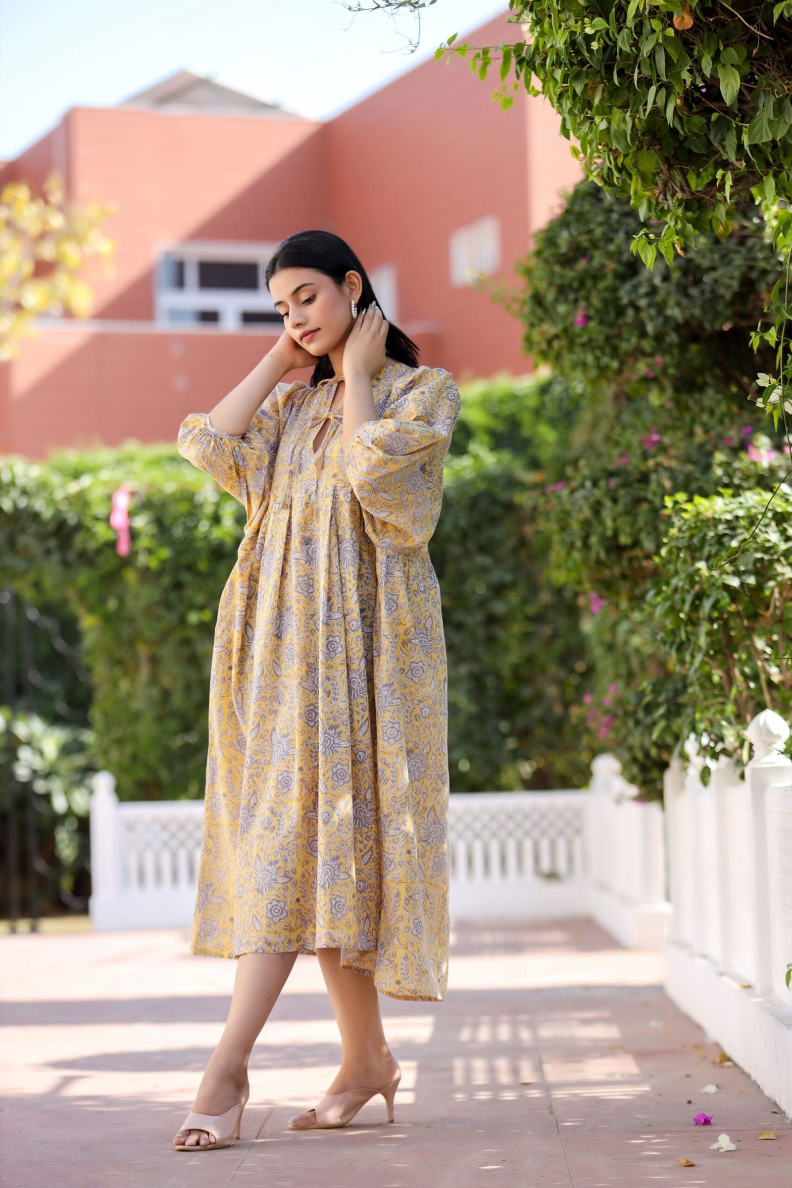 Yellow Floral Summer Cotton Maxi Dress for Women - pacificexportsimports - #tag1#