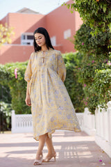 Yellow Floral Summer Cotton Maxi Dress for Women - pacificexportsimports - #tag1#